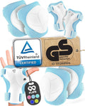 99FLIPS Kids Knee and Elbow Pads Set - Lightweight Skateboard Protective Gear - Size SM Light Blue