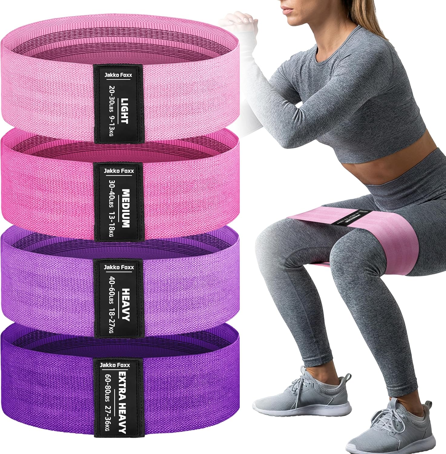Skiennix Fabric Resistance Bands - Non-Slip Workout Bands for Legs, Glutes & Hips | Home Fitness Set
