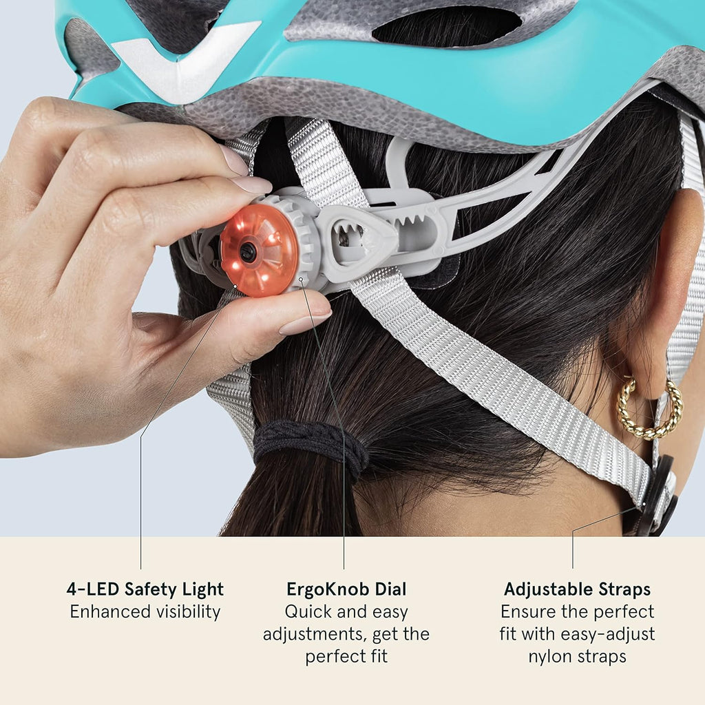 Retrospec Silas Road Bike Helmet - Lightweight & Padded with 24 Air Vents | Adjustable 54-61cm Size & LED Light
