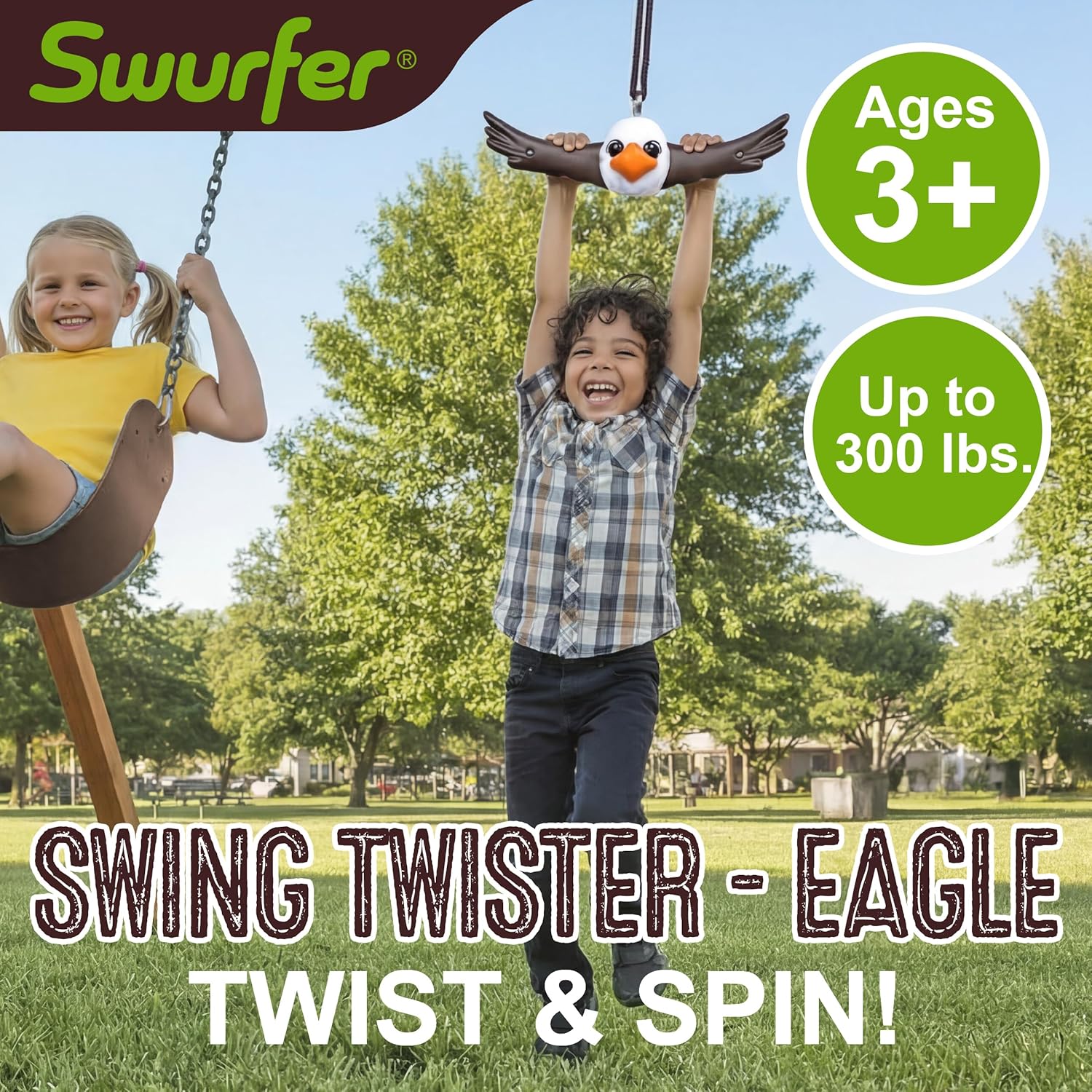 Swurfer Ninja Twister Swing Set - 360° Spin Toy for Kids | Durable Backyard Play, Easy Install, Up to 300lbs
