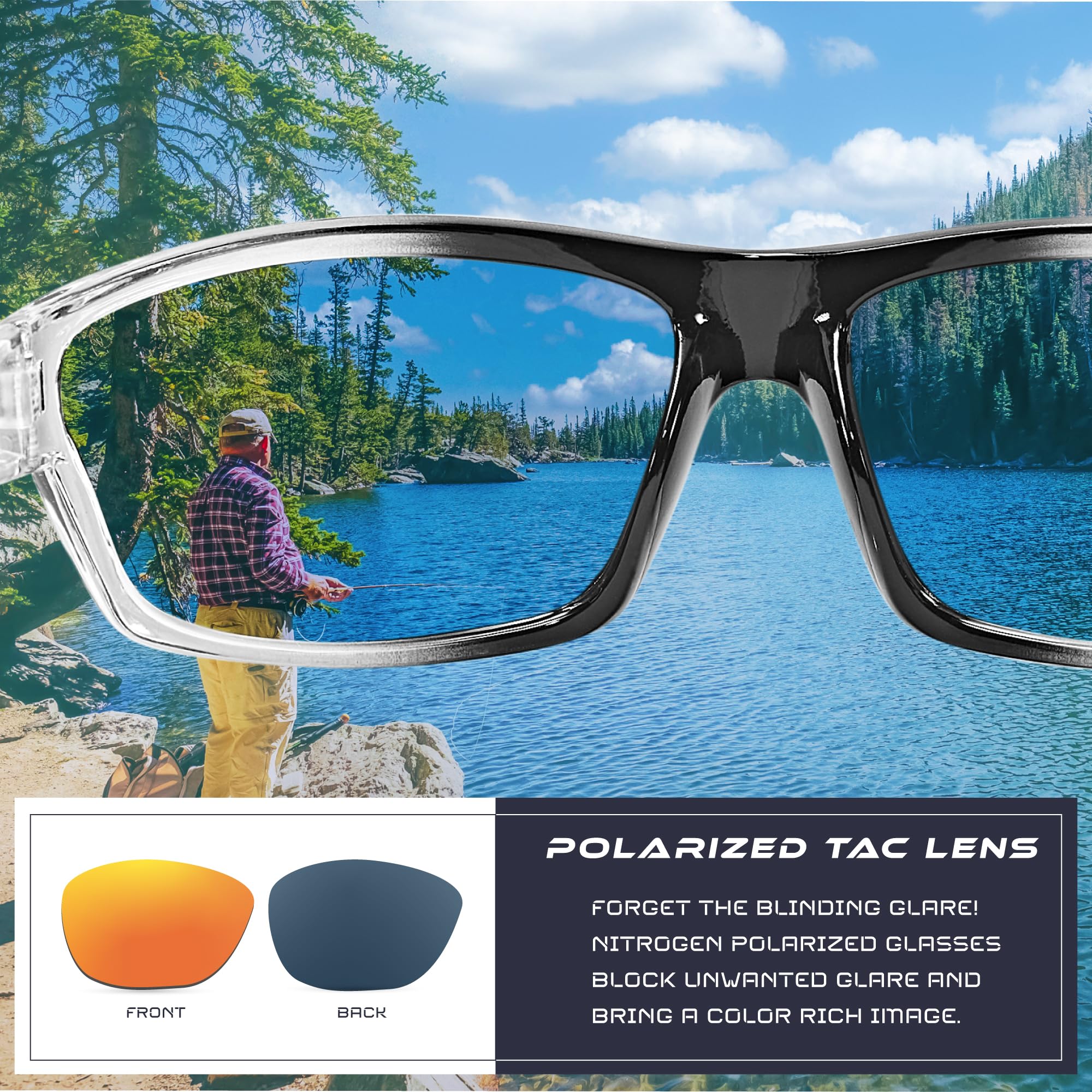 Nitrogen Polarized Wrap Around Sport Sunglasses for Men Women UV400 Driving Fishing Running Sun Glasses