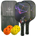 WhaleLeap Pickleball Paddles Set of 2, Fiberglass Face, Includes 4 Balls (2 Indoor & 2 Outdoor), Ergonomic Cushion Grip & Carry Bag - Complete Pickleball Set for Beginners & Adults