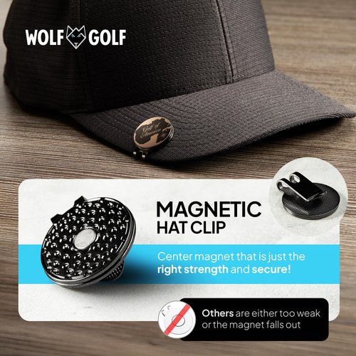 Wolf Golf Towels Golf Ball Marker Hat Clip Set | Multiple Sets to Choose from | 1 Magnetic Clip + 3 Ball Markers | Golf Accessories for Men & Women