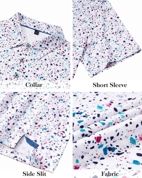 Demeanor Men's Golf Polo Shirt - Short Sleeve Dry Fit Performance | Moisture-Wicking Casual Print