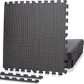 Smartxchoices Puzzle Gym Mats - 1/2" Thick EVA Foam Interlocking Tiles for Home Gym | 48 Sq Ft, Black