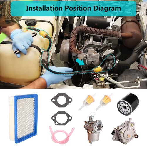 10L0L Golf Cart FE290 Carburetor Fuel Pump Kit Tune Up Kit for Club Car DS Precedent Turf Carryall Gas Model 1998-UP Air Oil Fuel Filter OEM# 101805601 101905601 1016438 1016439 1016440 1016441