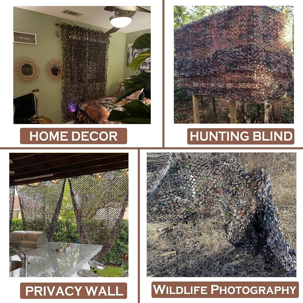 Yeacool Camo Netting for Hunting Burlap Camouflage Netting Outdoor Shade Camo Tarp for Party Decor Birthday Dinosaur Military Kids Ford Sunshade (Camo Bionic Leaves, 9.8ftx9.8ft, 3m*3m)