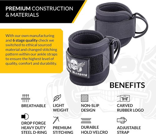 Body Reapers Ankle Cuff Cable Attachment - Adjustable Strap & Cushioned Design for Comfortable Leg Workouts
