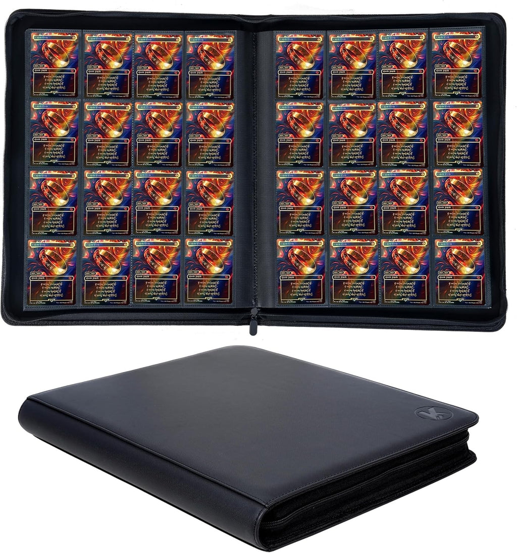 Skiennix 1000+ Pockets Trading Card Binder - 16-Pocket Album for MTG & Sports Cards | Black