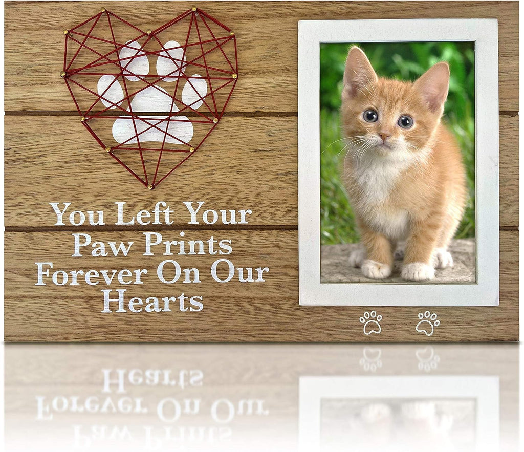 OakiWay Pet Memorial Gifts - 4x6 Dog Picture Frame with Paw Prints & Heart Design | Remembrance Gift for Pet Loss