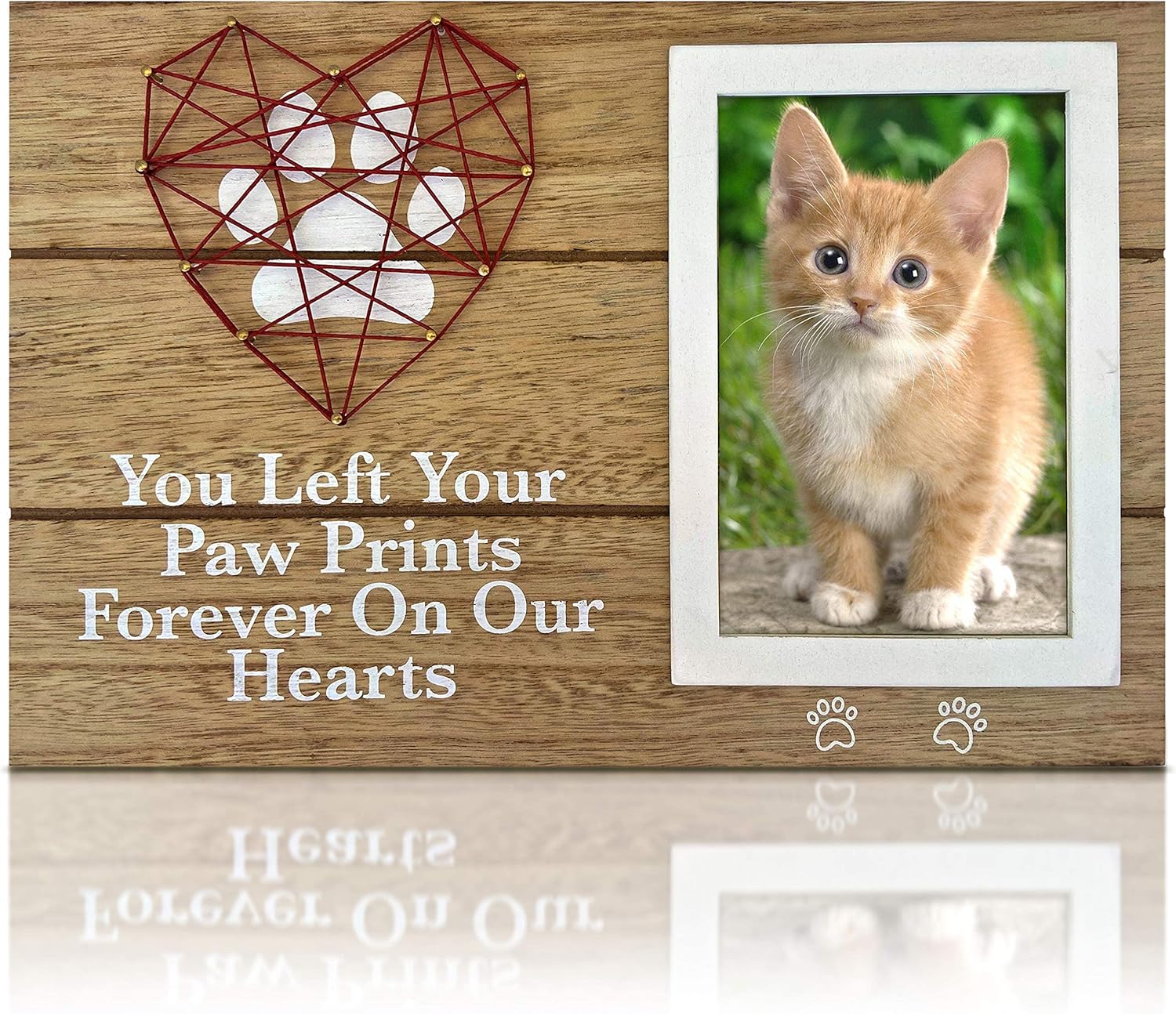 OakiWay Pet Memorial Gifts - 4x6 Dog Picture Frame with Paw Prints & Heart Design | Remembrance Gift for Pet Loss