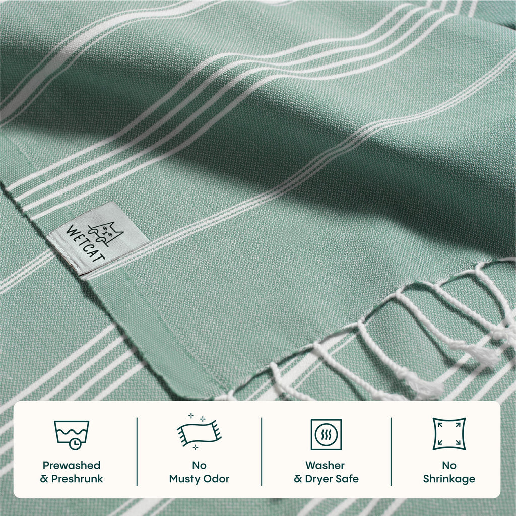 WETCAT Turkish Beach Blanket Sandproof (82"x82") 100% Turkish Cotton, Made in Turkey - Sand Free, Ultra Soft, Extra Large Throw for Picnic – Teal