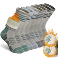 SeeyAN Kids Merino Wool Hiking Socks Boys Girls Thermal Winter Warm Boot Toddlers Thick Cushion Socks 4 Pairs (4 Pairs Grey Stripe A, 4-7 Years)