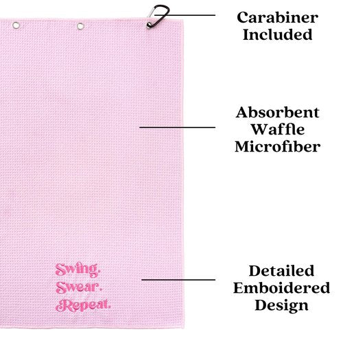 ZEETY Golf Towel for Golf Bags – 16" x 24" Embroidered Women’s Microfiber Golf Towel with Clip Holder, Unique Golf Accessories and Gifts