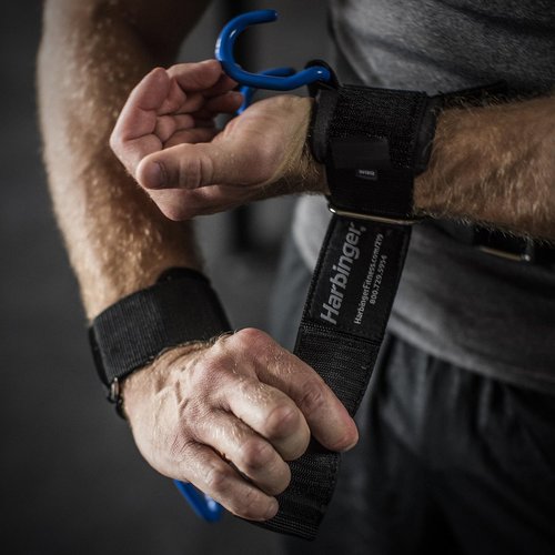 Harbinger Lifting Hooks - Durable Black and Blue Weightlifting Accessories for Enhanced Grip
