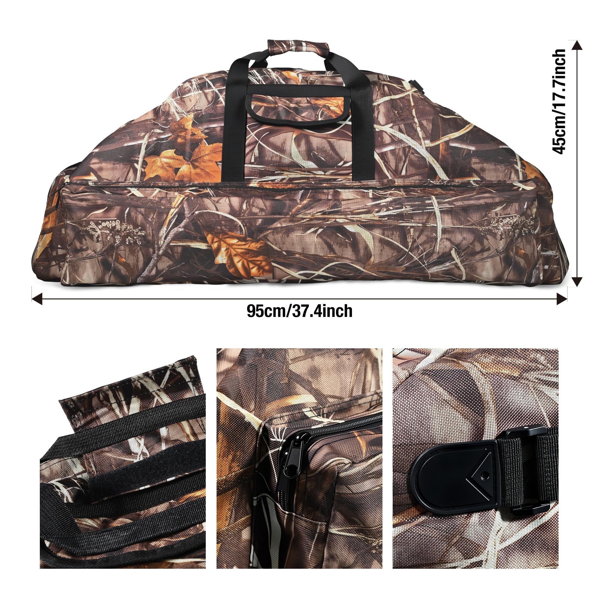 RQG Compound Bow Case, 37.5 inch Soft Bow Case for Compound Bow Bag Holder Lightweight with Multiple Pockets for Archery Hunting, Tip-to-Tip Length < 35.5in, Hand/Shoulder/Back Carry