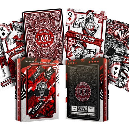 The Deck of Death Fitness Deck Workout Cards, 54 Card Exercise System,The Ultimate at Home Bodyweight Workout, Fitdeck for Increased Strength & Endurance, Sweat Deck Exercise