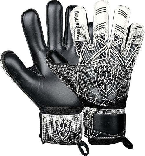 Keeperking Soccer Goalie Gloves - Strong Grip Latex Palms with Finger Protection | Sizes 5-10, 6 Styles