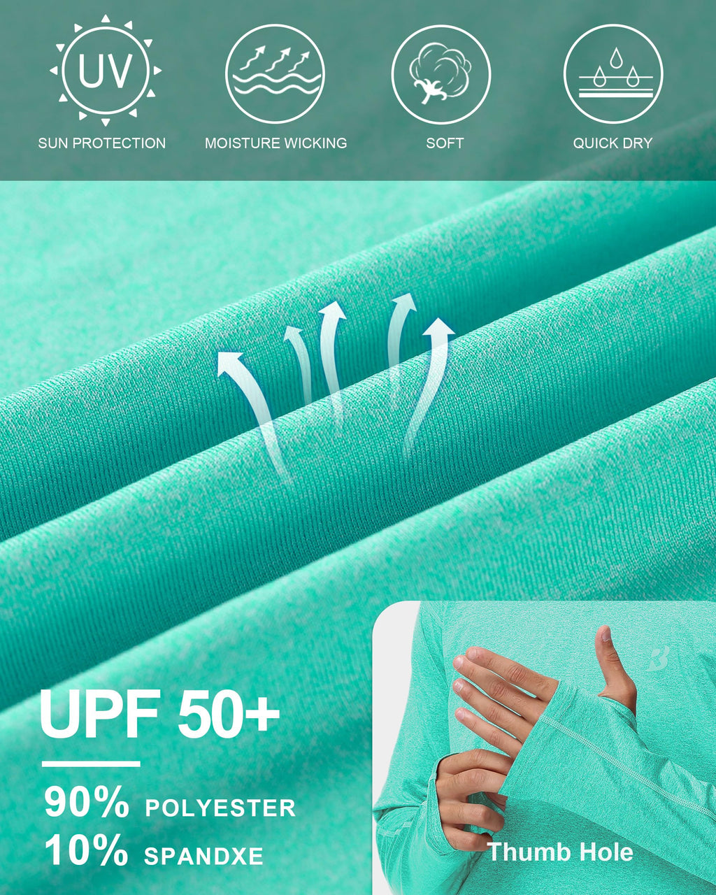 Roadbox Mens UPF 50+ Fishing Shirts - Long Sleeve UV Sun Protection Hoodie Outdoor Hiking Shirts for Sports Running