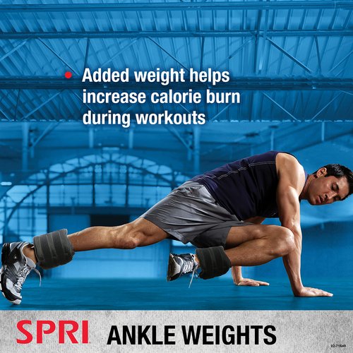 SPRI Adjustable Ankle Weights - Walking Weights for Strength Training Exercises, Resistance Endurance Workouts, General Fitness - For Strengthening & Toning Lower Body - 10lb Set (5lb Each)