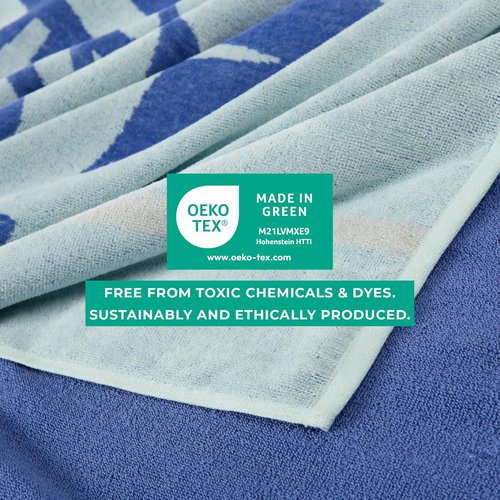 Great Bay Home 100% Cotton Beach Towels - Absorbent 30 x 60" Blue Pool Towels for Adults & Kids - Quick Dry (Surf)