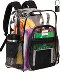SHYLERO Clear Backpack - Heavy Duty PVC with TSA Lock & 2-Way Zipper | X-Large Black (18''x14''x8'')