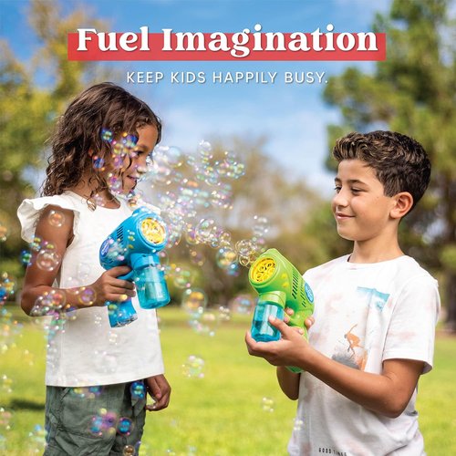 JOYIN Kids Bubble Gun - Includes 2 Bottles of Refill Solution | Perfect Summer Party Toy for Ages 1-8