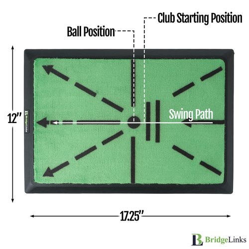 BridgeLinks Pathfinder Hitting Mat – Golf Impact & Alignment Training Mat with Replaceable Strike Pad