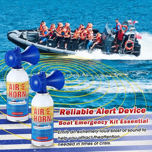 Large Air Horns 3.5oz - 122dB Loud Marine Safety Horns | Ideal for Boating, Camping & Hiking