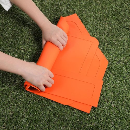 Baseball Softball Base Set - 5-Piece Orange Throw Down Bases with Pitchers Rubber for Teeball & Kickball