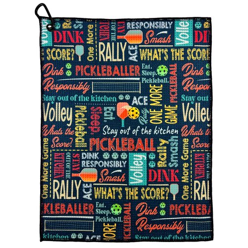 Wolf Golf Towels Pickleball Accessories | Pickleball Gifts | Paddles, Balls and Phrases Towel | Sport Towel | Retirement Gift