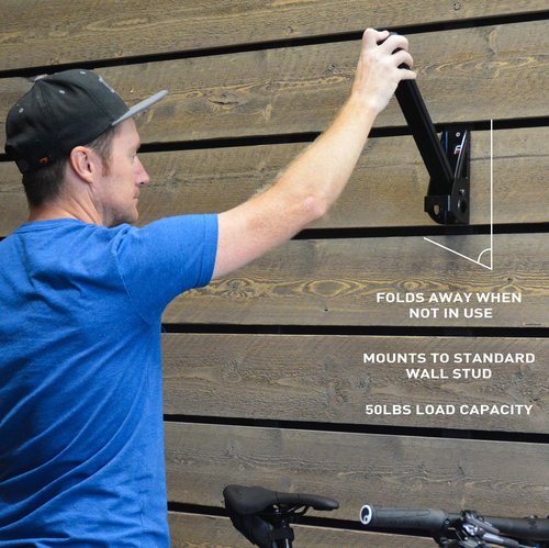 Feedback Sports | Velo Wall Post Bike Storage Mount | Bicycle Wheel Storage | Foldable and Space Saving | Road, Gravel, Mountain Bike Compatible | Versatile Garage Organization