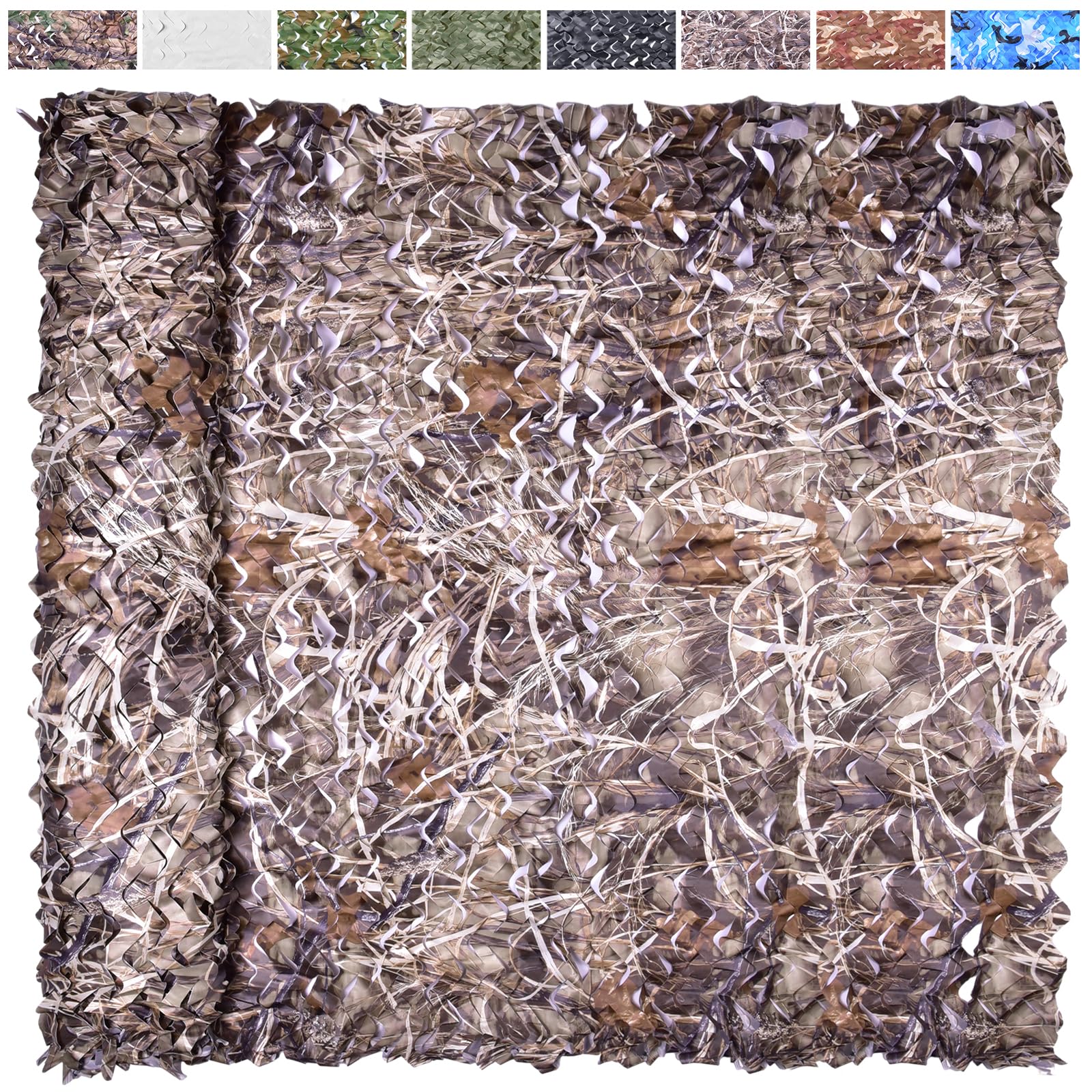 Yeacool Camo Netting for Hunting Blind Camouflage Netting Bulk Roll Burlap Camo Tarp Outdoor Shade for Military Dinosaur Birthday Party Decor Deer Stand Bird Watching(Dry Grass, 9.8ftx19.7ft, 3m*6m)