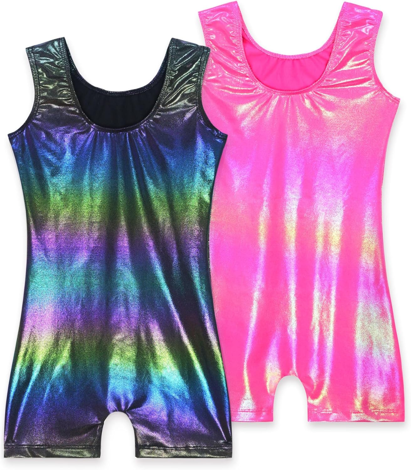 Skiennix Girls' Sparkly Gymnastics Leotard - Sleeveless Tumbling Unitard | 2 Pack, Comfortable Fit