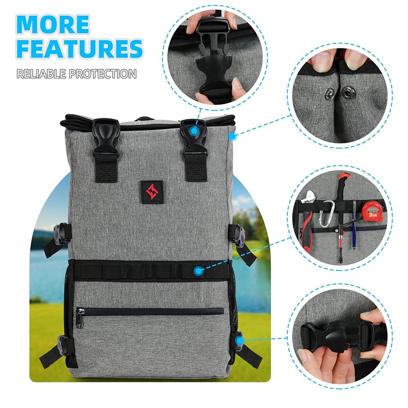 Smell Proof Backpack with Combination Lock - Weather Resistant Expandable Grey (Variation: Expandable Grey)