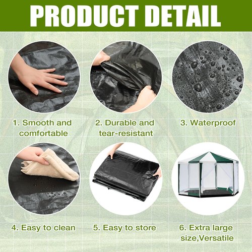 Tinideya 12.5 ft Removable Tent Floor Mat Tarp Waterproof Camping Tent Tarp Floor for Pop up Screen Tents, Gazebo, Hiking, Backpacking, Hammock, Beach Accessory