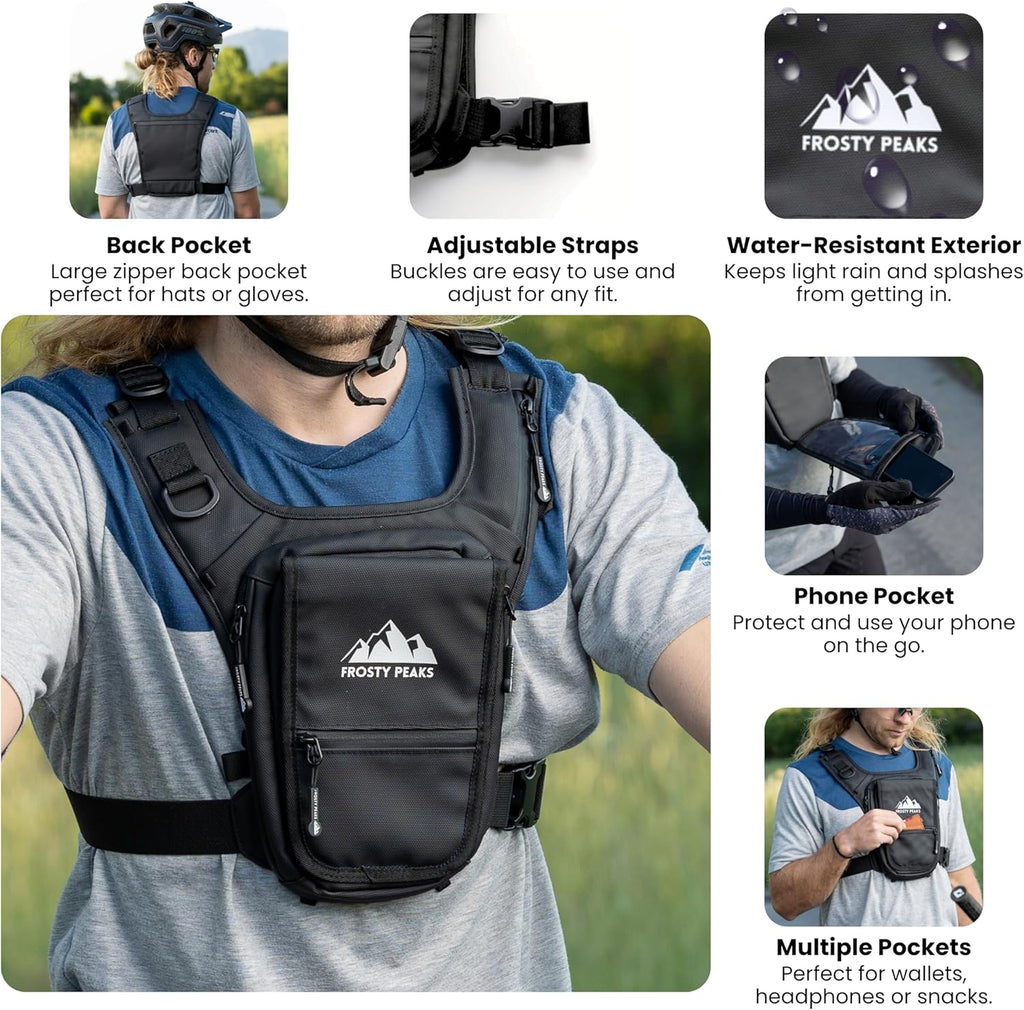 Skiennix Minimalist Chest Rig - Outdoor Chest Pack with Easy-Access Phone Pouch | Black