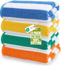 Utopia Towels | Oversized Cabana Beach Towels Set - 30 x 60 Inches, Soft Cotton, Modern Striped Design