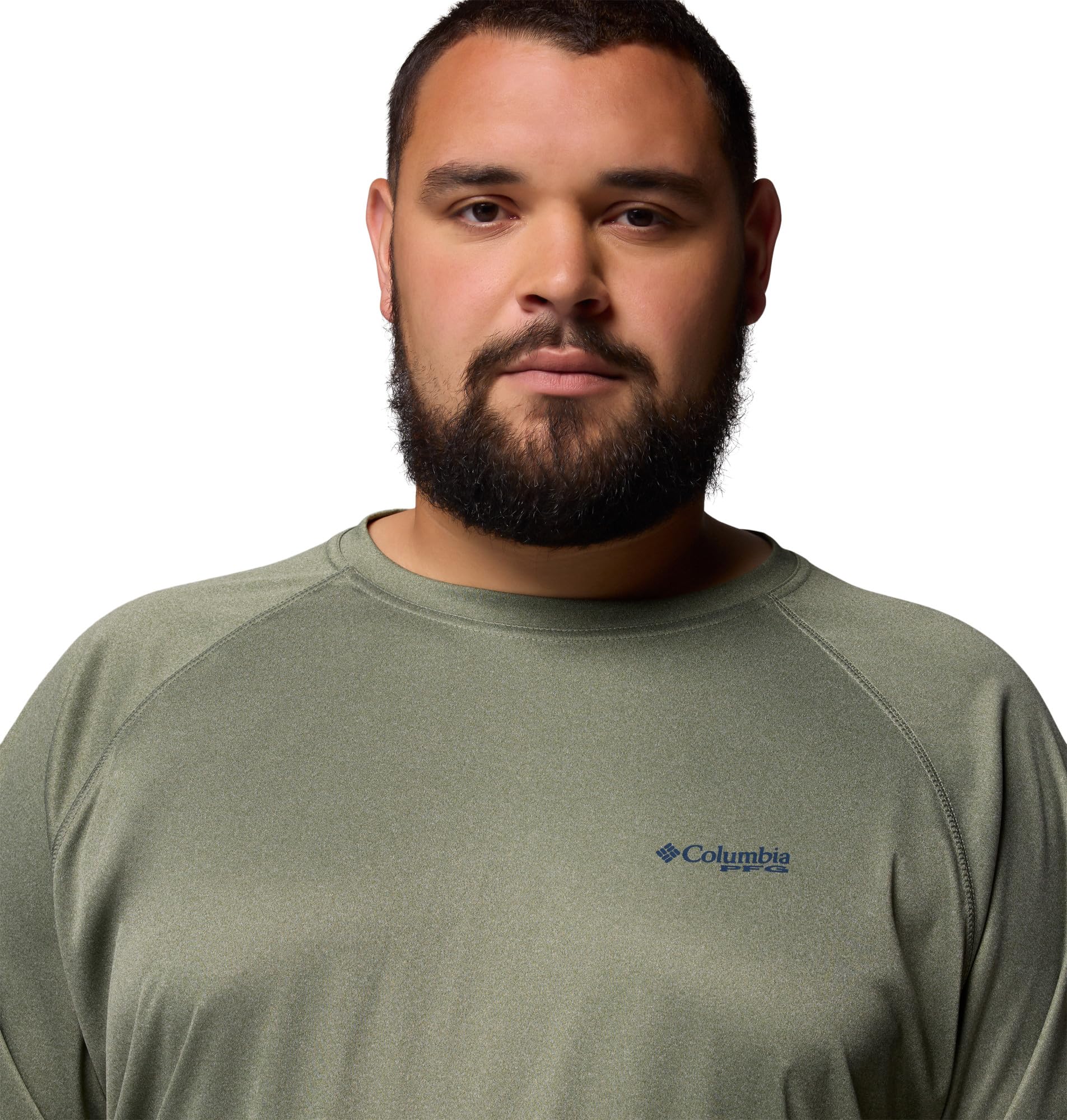 Columbia Men's PFG Terminal Tackle Long Sleeve Fishing Shirt, Cypress Heather/Carbon Logo, X-Large Tall