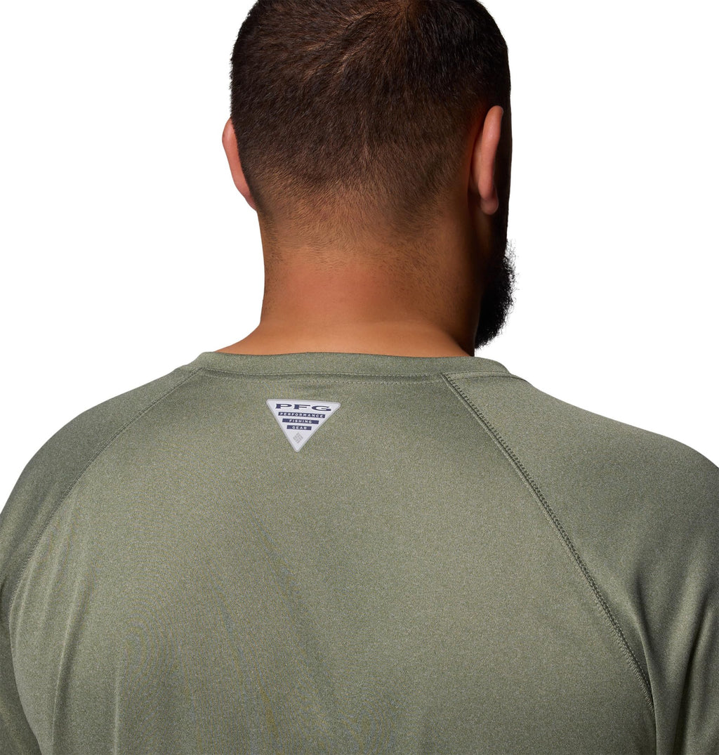 Columbia Men's PFG Terminal Tackle Long Sleeve Fishing Shirt, Cypress Heather/Carbon Logo, X-Large Tall