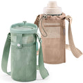 Water Bottle Holder Carrier with Strap - Khaki/Green Mesh Bottle Sling