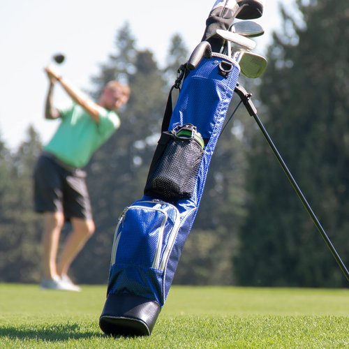 Sunday Stand Bag | Lightweight Carry Golf Bag with Speed Handle, Padded Strap, and Pocket for Driving Range, Par-3, and Executive Courses (Black)