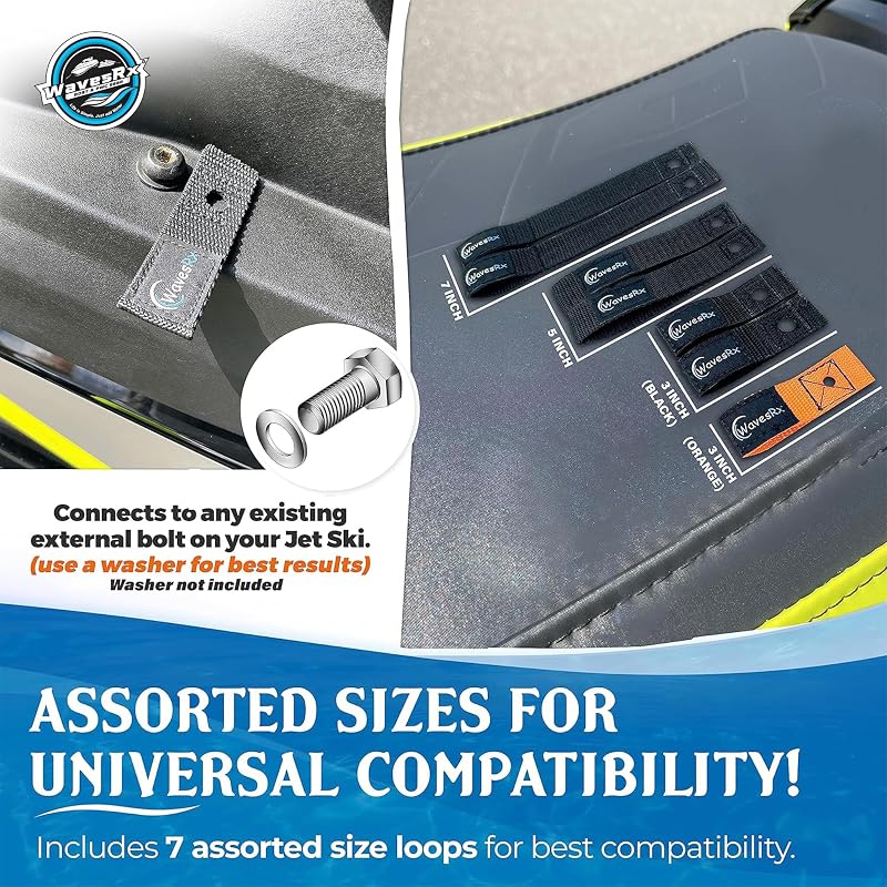 WavesRx 7 Pack Soft Loop Jet Ski Cleats for Quick & Secure Docking & Anchoring