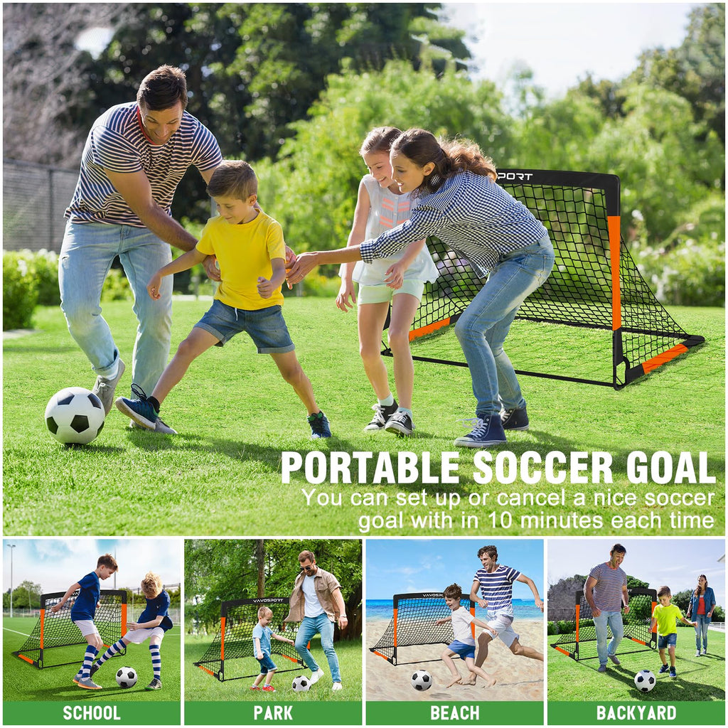 Kids Soccer Goals for Backyard Set, 2 of 4x3ft Soccer nets Portable Soccer Goal, Pop Up Mini Toddler Soccer net Training Equipment & Ball with Cones for Ages 3-14, Outdoor Games Play Gifts for Youth