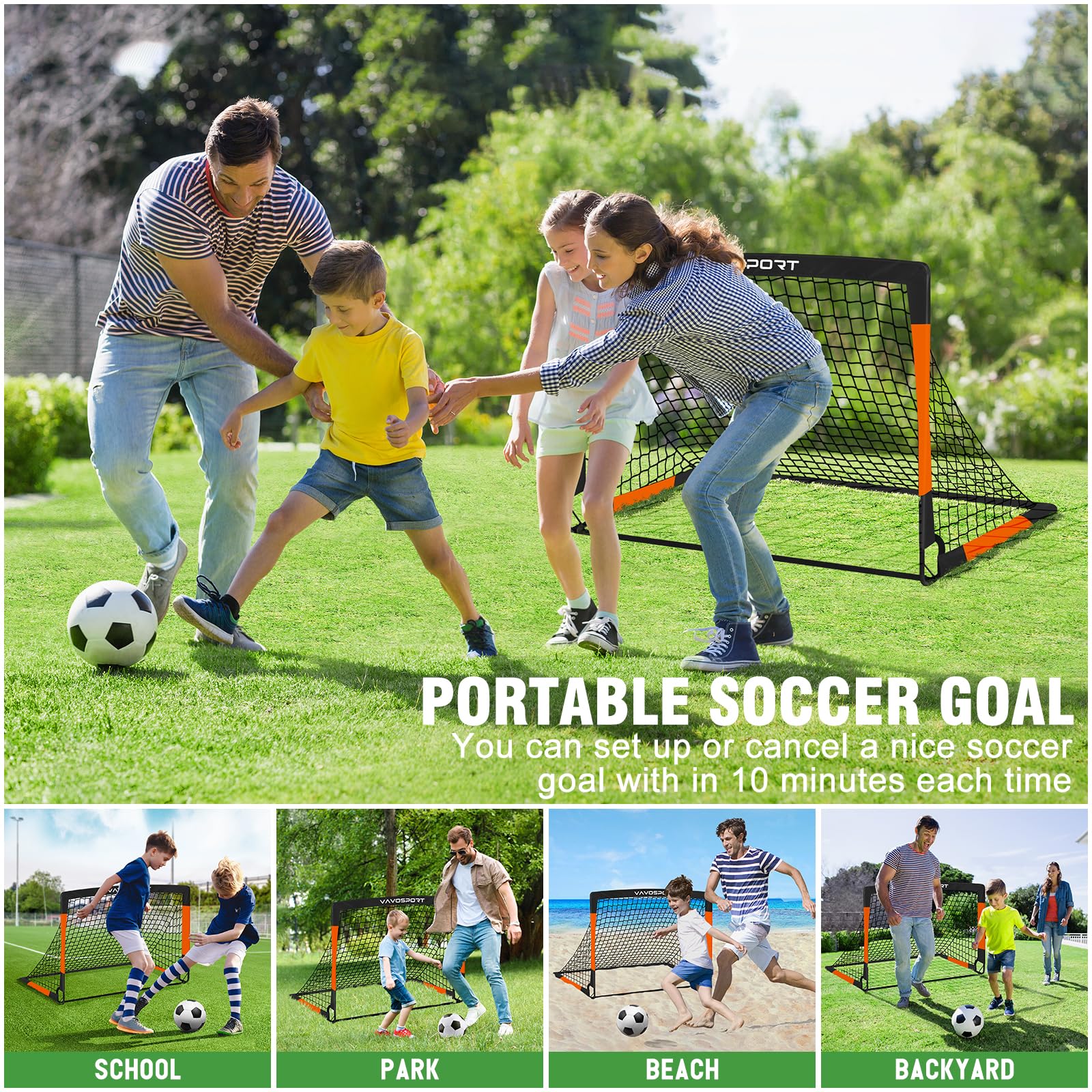 Kids Soccer Goals for Backyard Set, 2 of 4x3ft Soccer nets Portable Soccer Goal, Pop Up Mini Toddler Soccer net Training Equipment & Ball with Cones for Ages 3-14, Outdoor Games Play Gifts for Youth