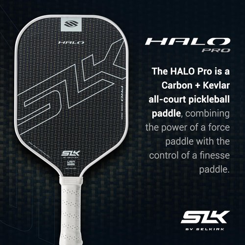 Selkirk Sport SLK Halo Pro MAX Pickleball Paddle | Raw Carbon Fiber Pickleball Paddles with a Rev-Core Power Polymer Core | Designed for Ultimate Spin & Power | Black
