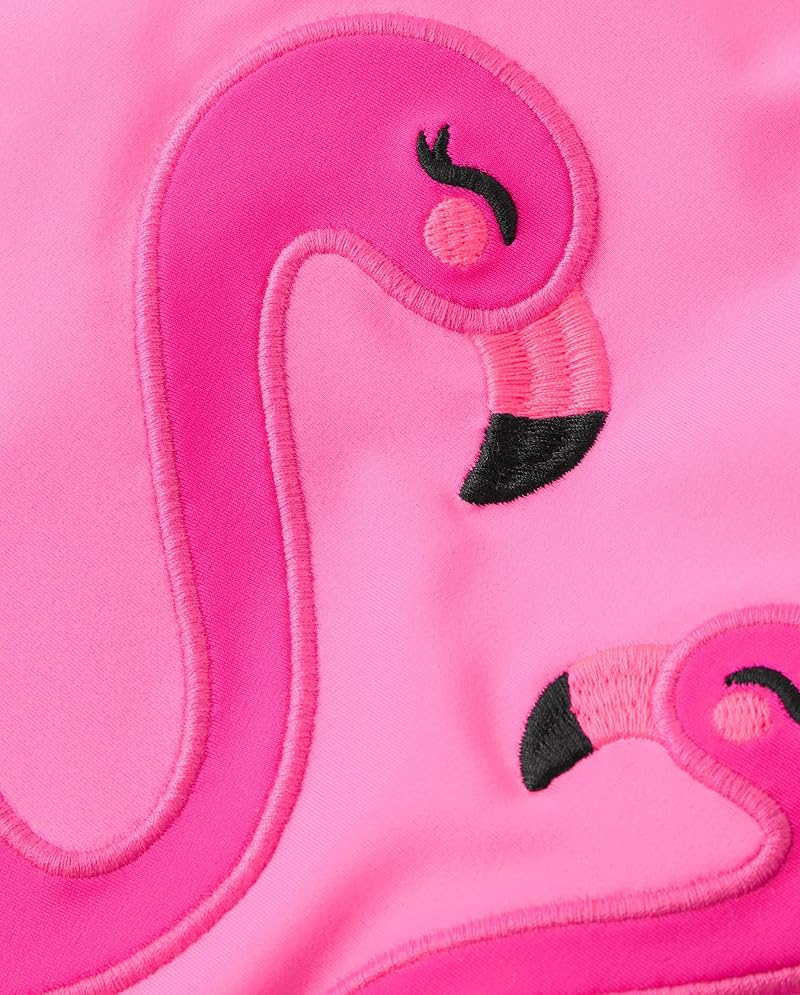 Gymboree Neon Peony Kids One-Piece Swimsuit - Flamingo Ruffles UPF50+ 5T