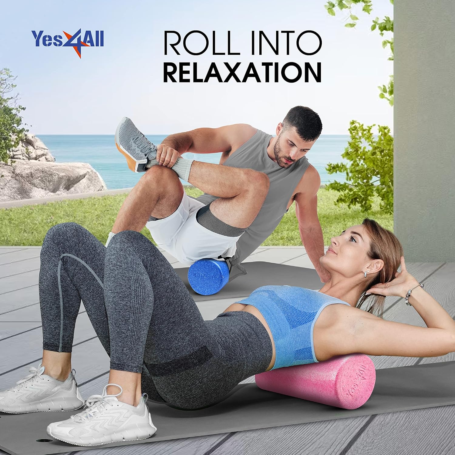 Yes4All High-Density EPP Foam Roller - Versatile Exercise Tool for Yoga, Pilates & Stretching | 12-36 Inch Sizes