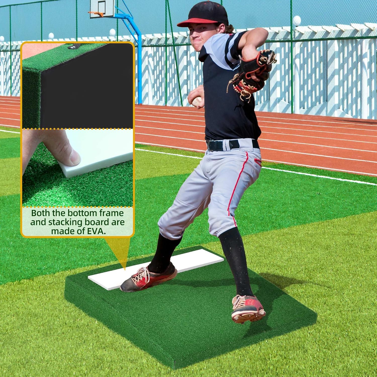 Shopsource Portable Pitching Mound - Non-Slip Rubber Plate for Baseball & Softball Training
