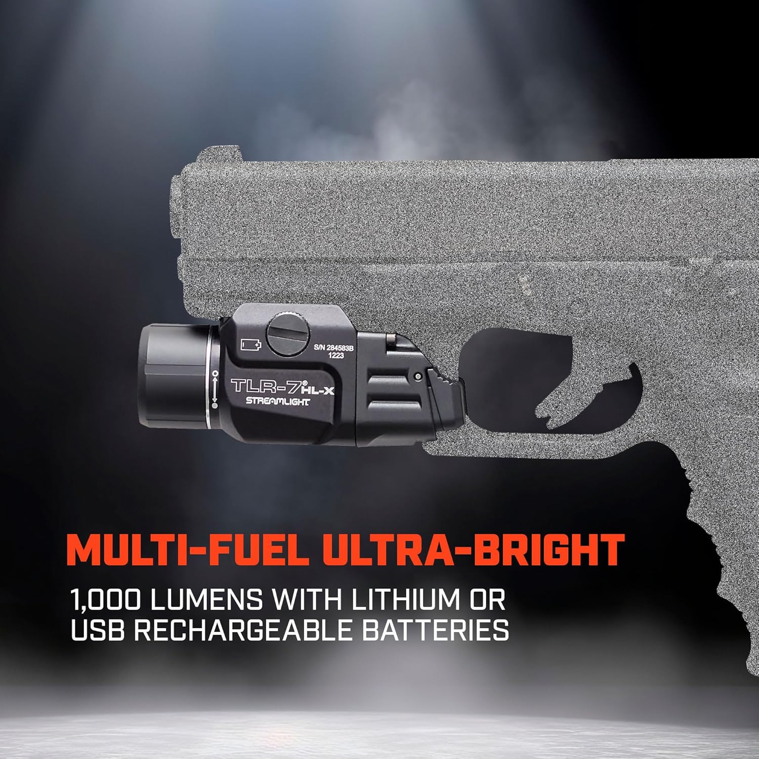Streamlight TLR-7 HL-X USB Weapon Light - 1000 Lumen, 22000 Candela, Rechargeable, Black